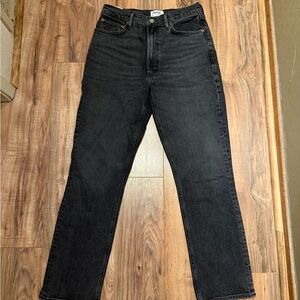 Agolde High Rise Stovepipe Straight Black Jeans Size 28 Stretch